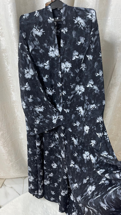 Complete Printed Long Flair Abaya set deal