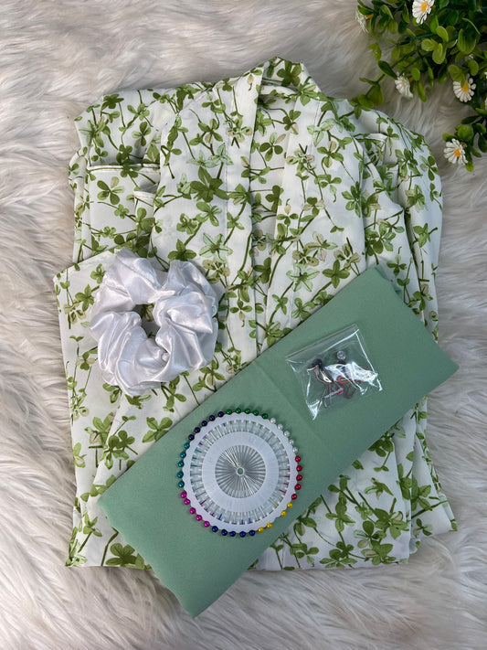 Long Flair Printed - Light Green