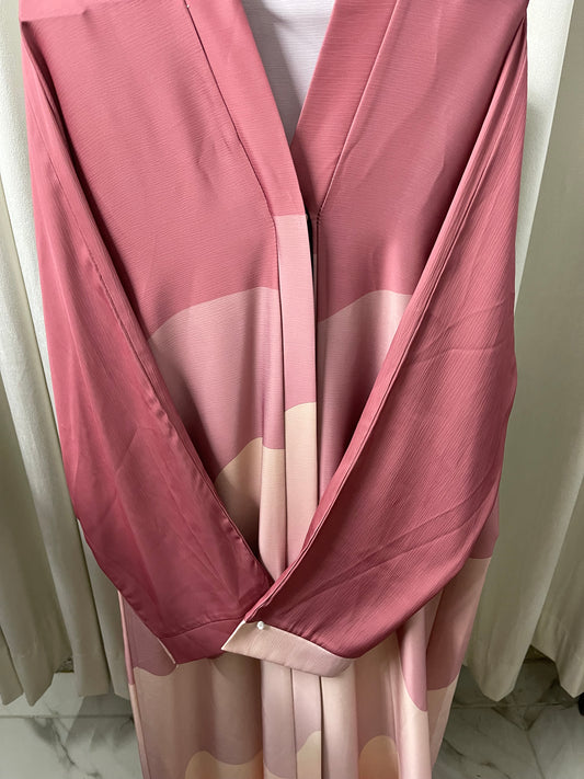 Tie n Die Abaya ( Tripple Shade ) - Peach Pink
