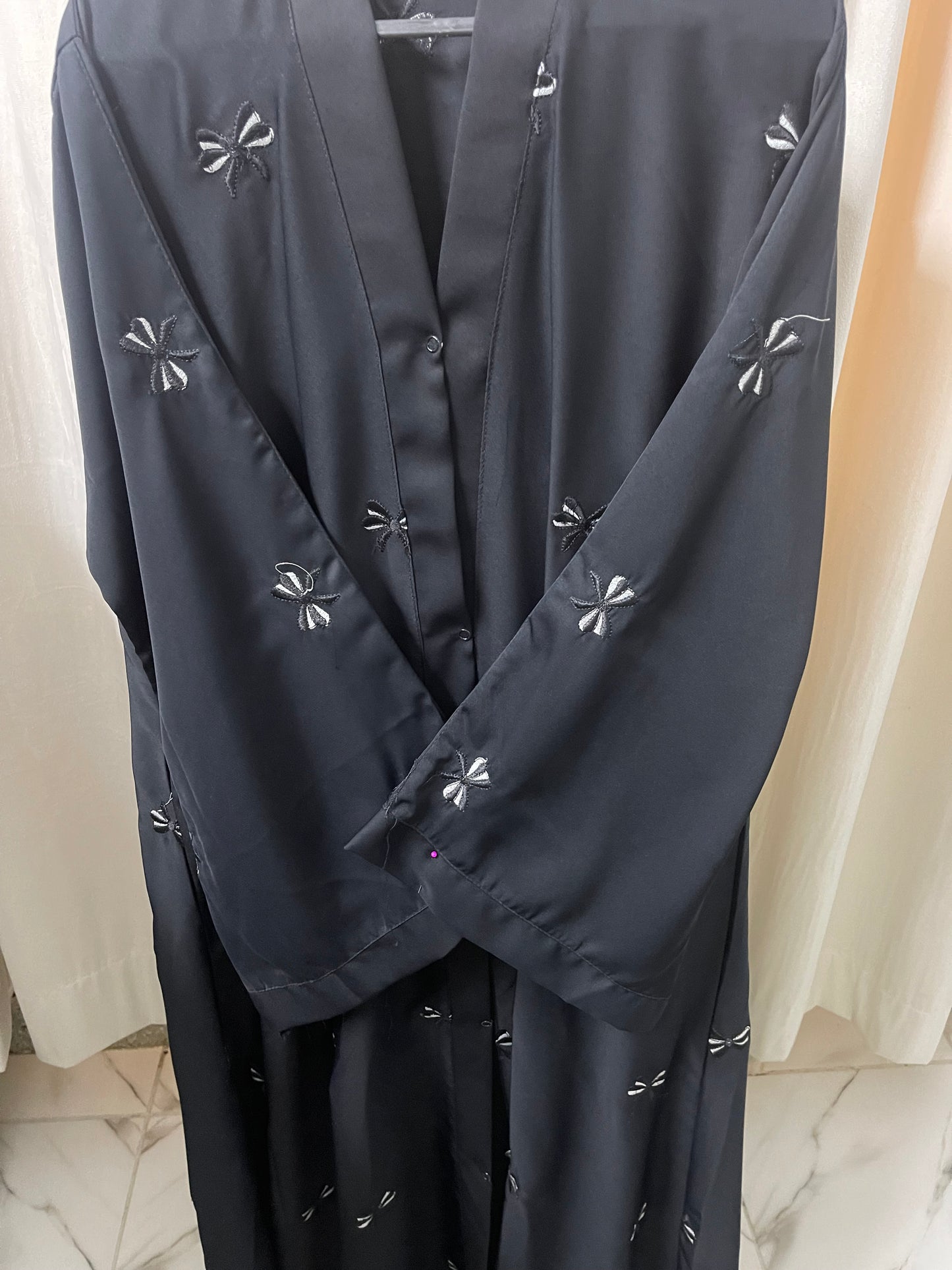 Black Abaya With Butterfly Bow Embriodery