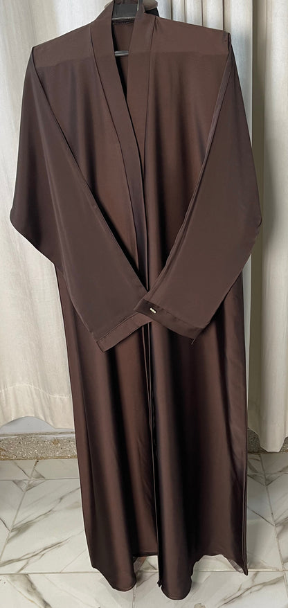 Tiktok Fabric Abaya Set - Dark Brown