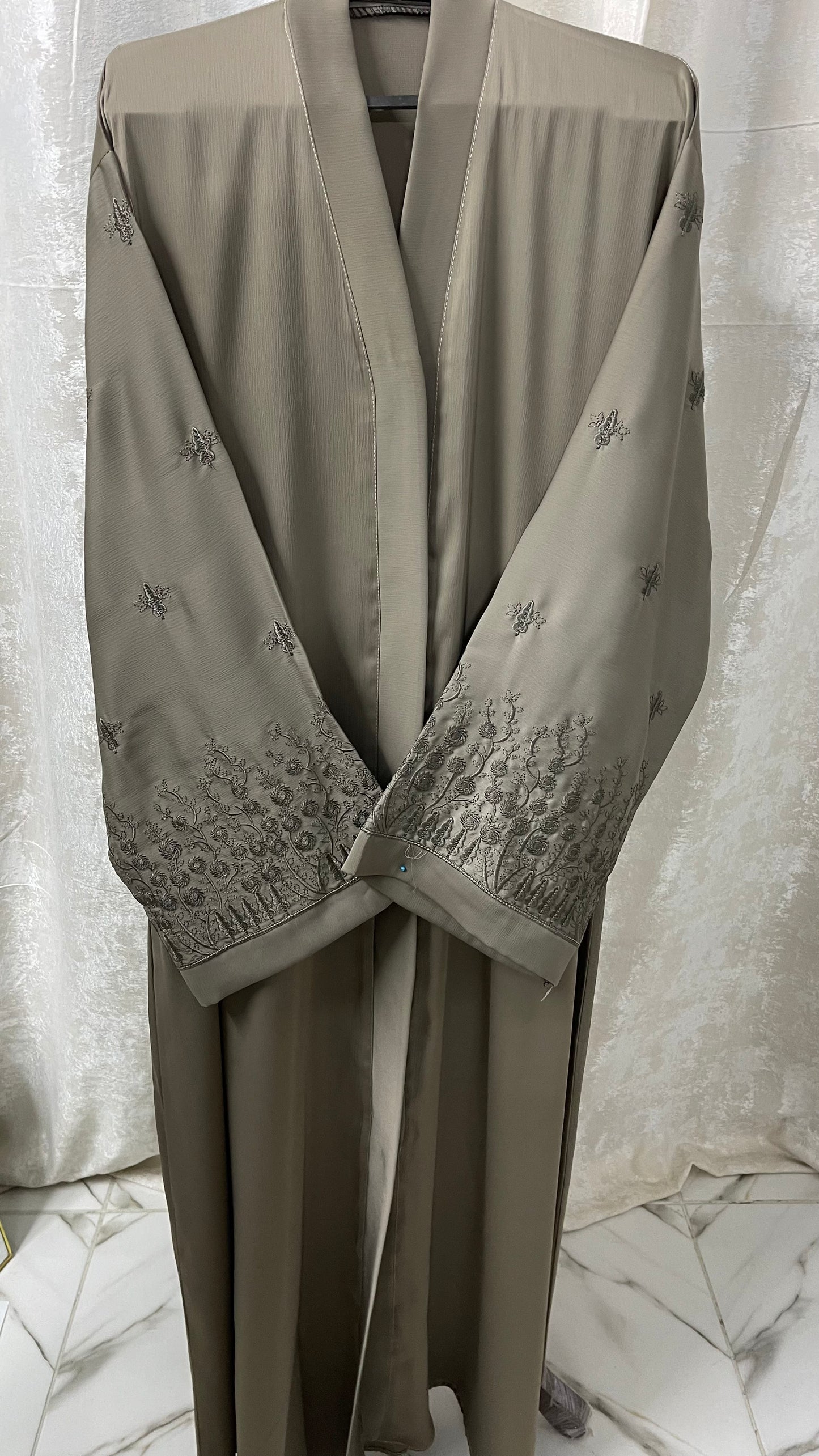 Beige Abaya With Embriodery