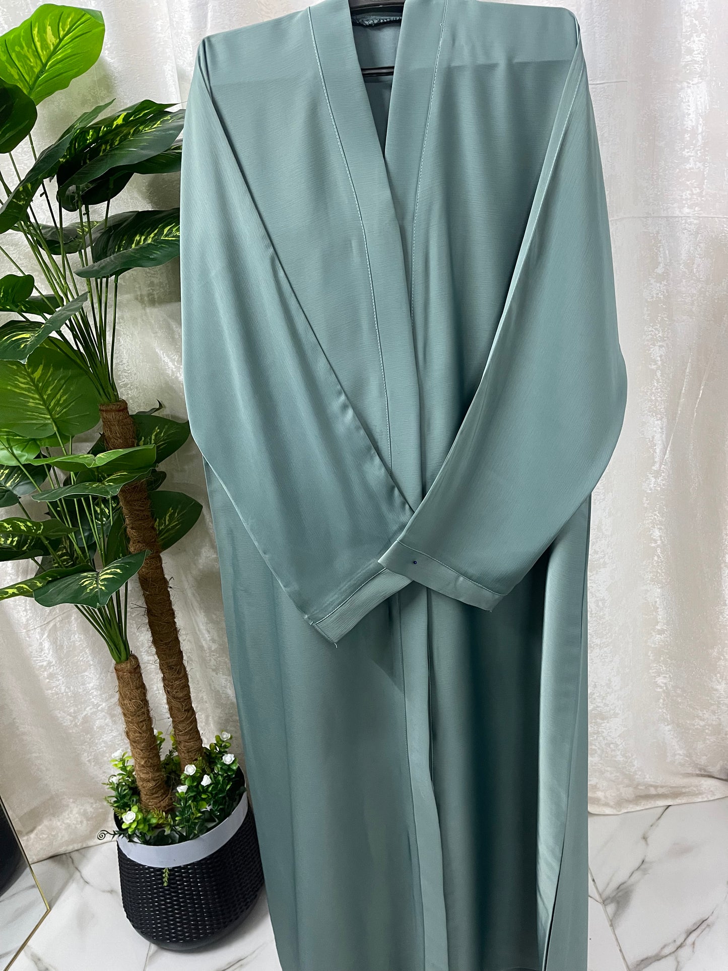 Tiktok Fabric Abaya Set -Mint