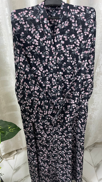 Black With Light Pink Flowers