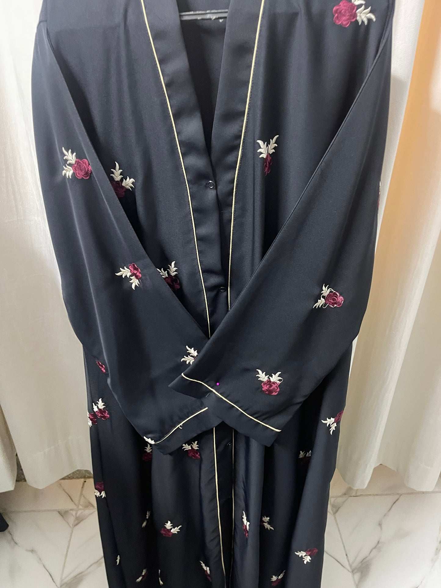 Black Abaya With Red Roses