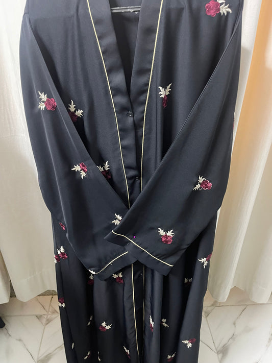 Black Abaya With Red Roses