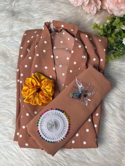 Soft Brown With white polka dot