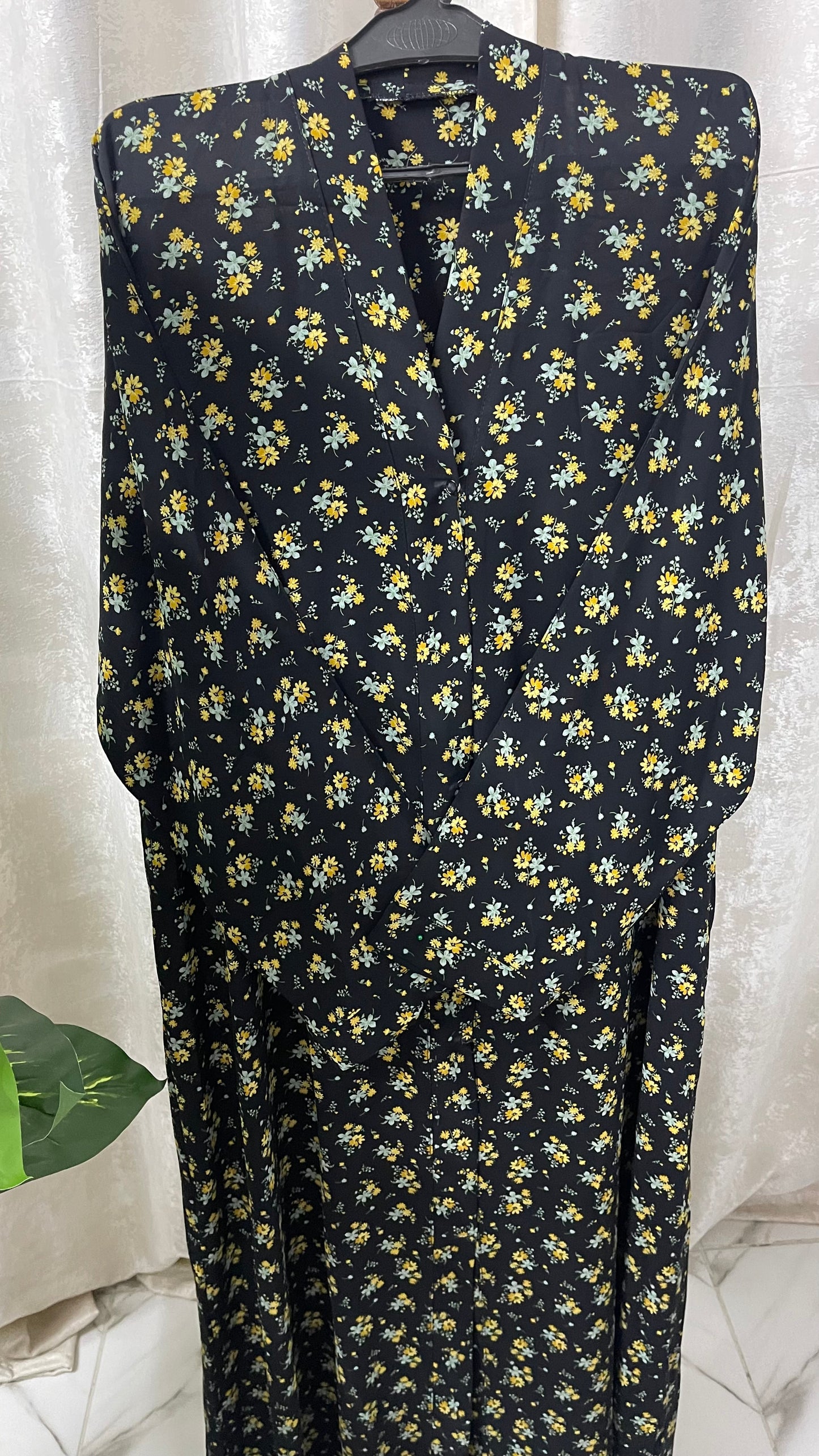 Black With Mustard Flowers