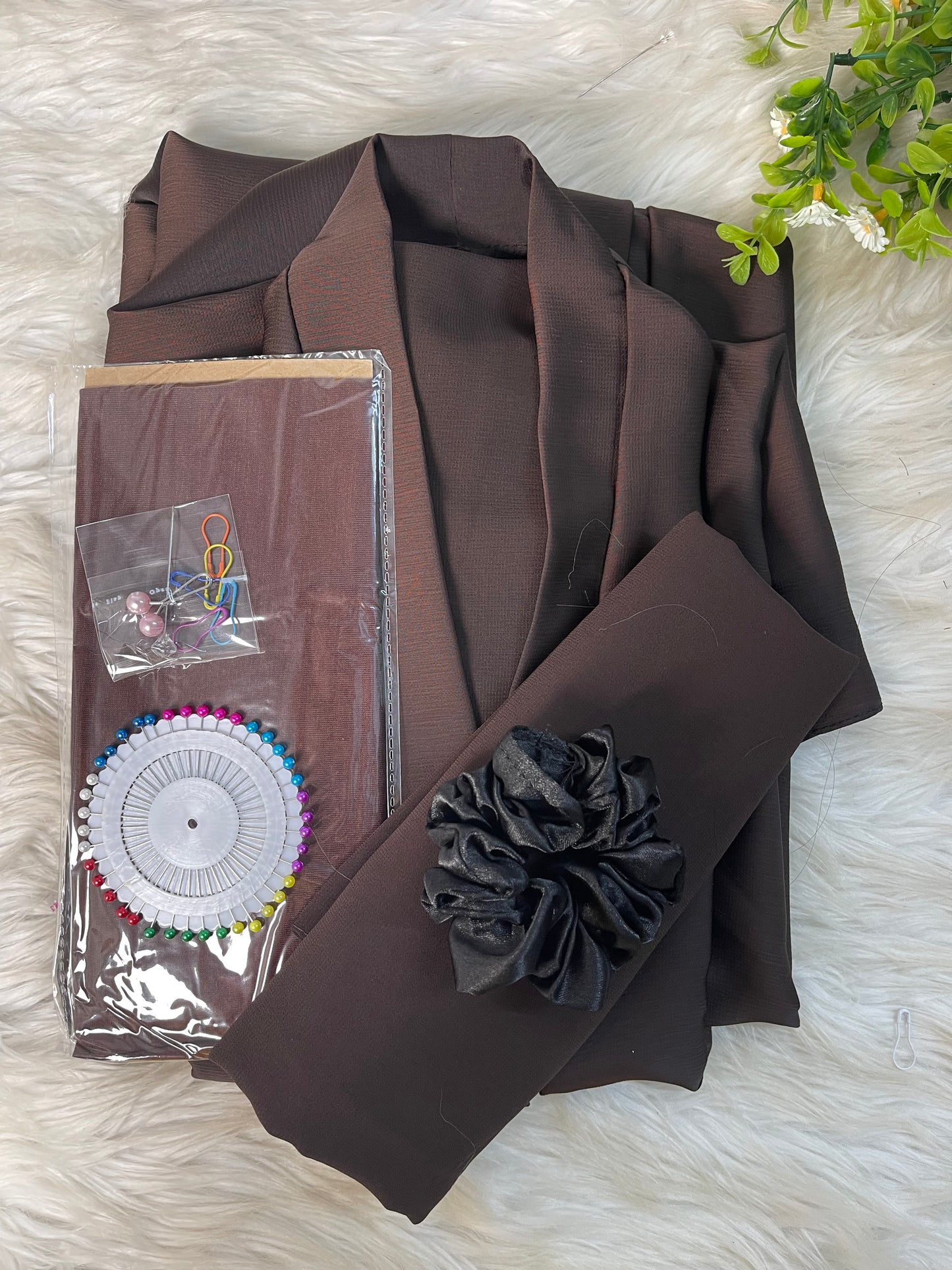 Tiktok Fabric Abaya Set - Brownie