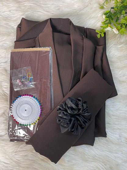 Tiktok Fabric Abaya Set - Brownie