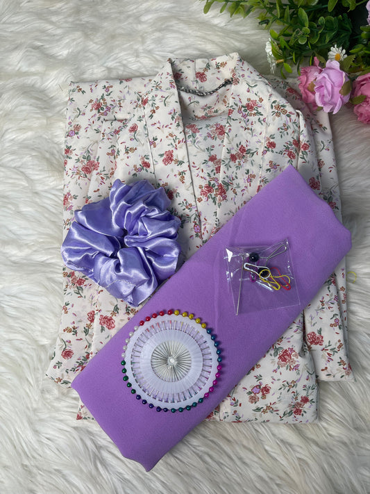 White with lavendar