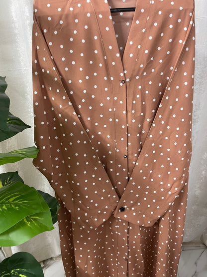Soft Brown With white polka dot