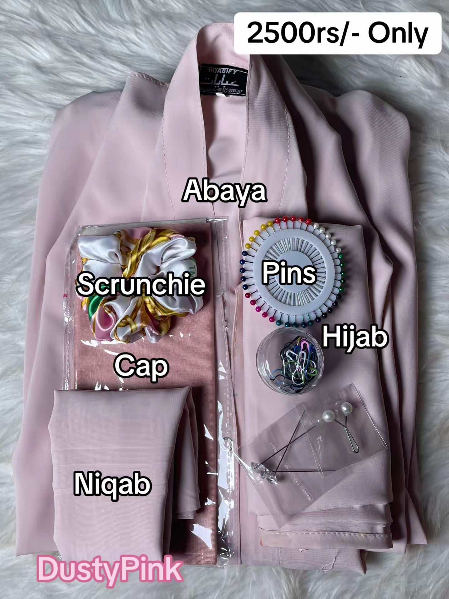 Long Flair Abaya Set - Dustypink