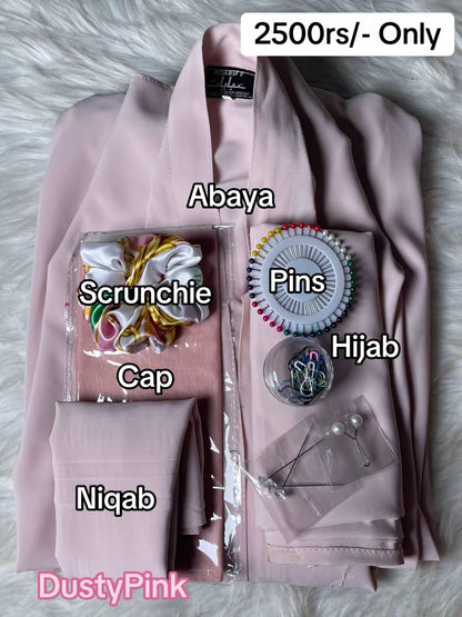 Long Flair Abaya Set - Dustypink
