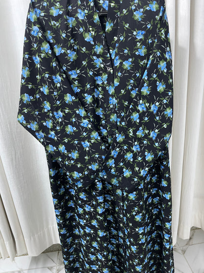 Black with blue green flowers