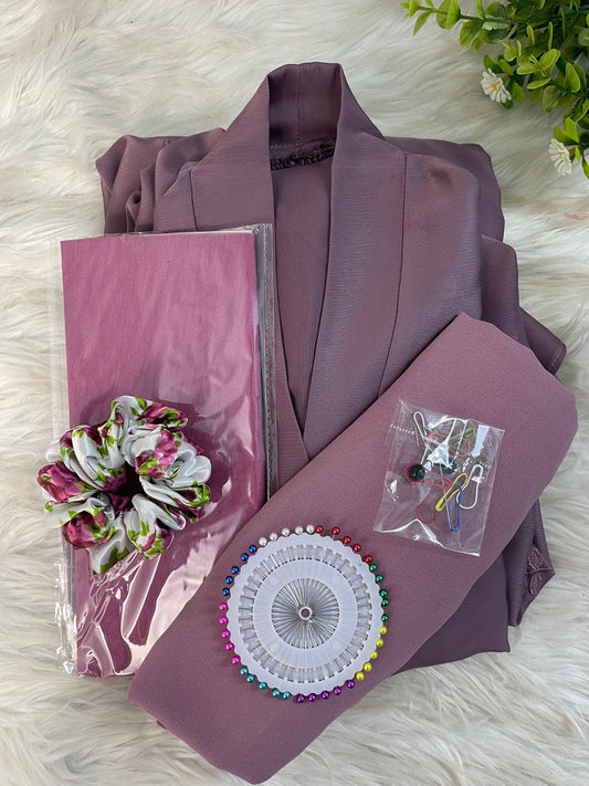 Embriodery abaya set - Pinkish Purple