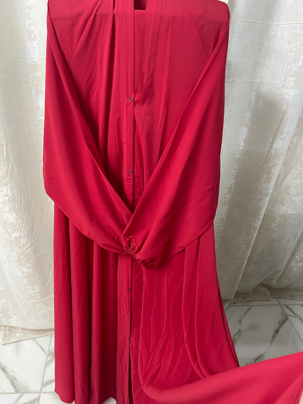 Long Flair Abaya Set - Cherry Red