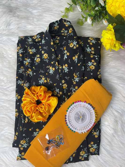 Black With Mustard Flowers
