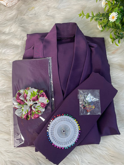 Embriodery abaya set - Dark Purple