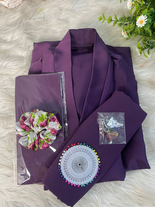 Embriodery abaya set - Dark Purple