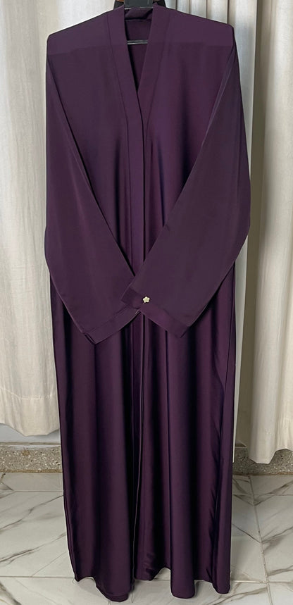 Tiktok Fabric Abaya Set - Dark Purple