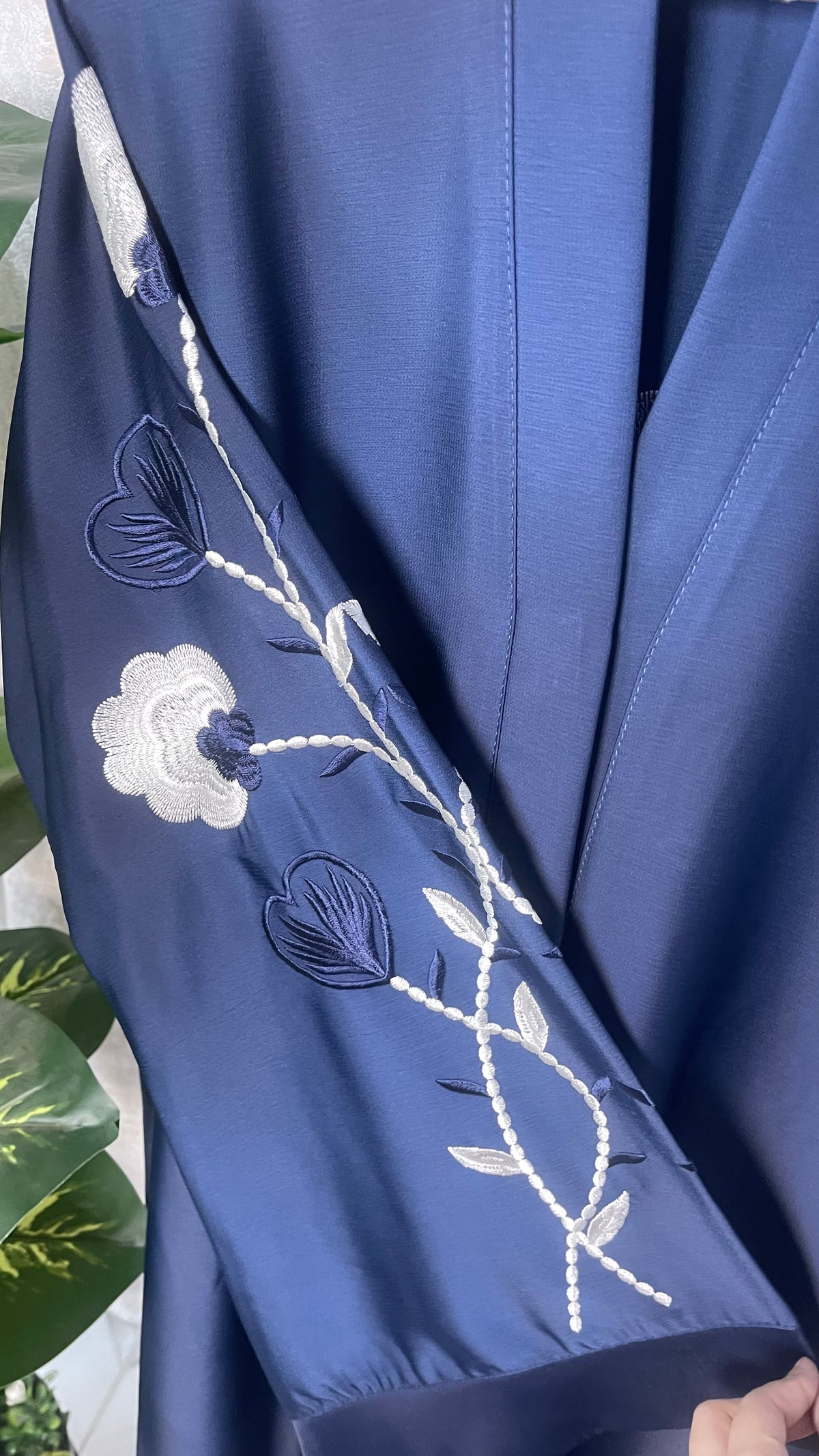 Tiktok Embriodery Abaya Set - Navy