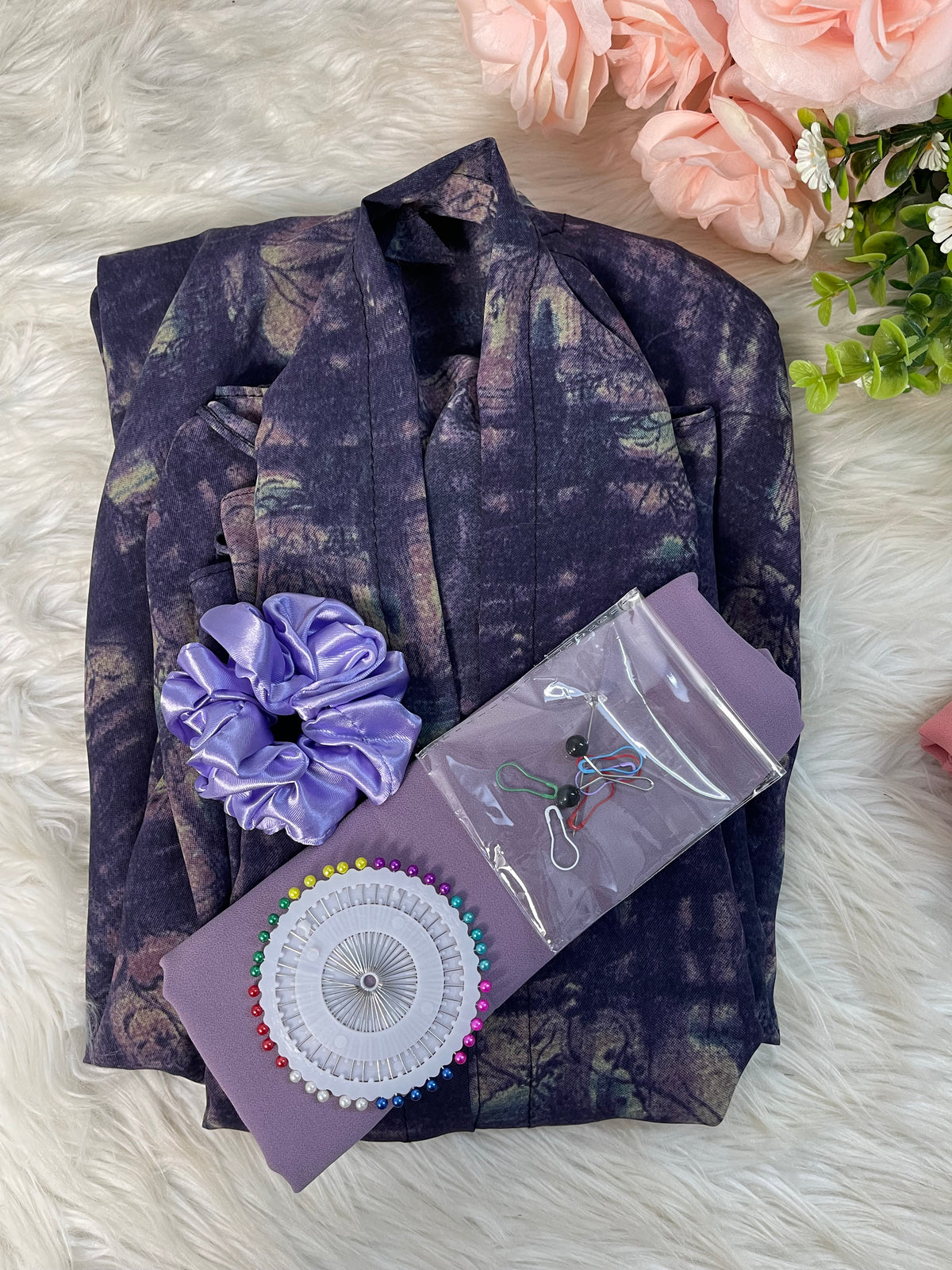Long Flair Abaya Set - purple