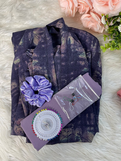 Long Flair Abaya Set - purple