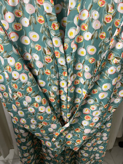 Printed Abaya - Seagreen with Multi