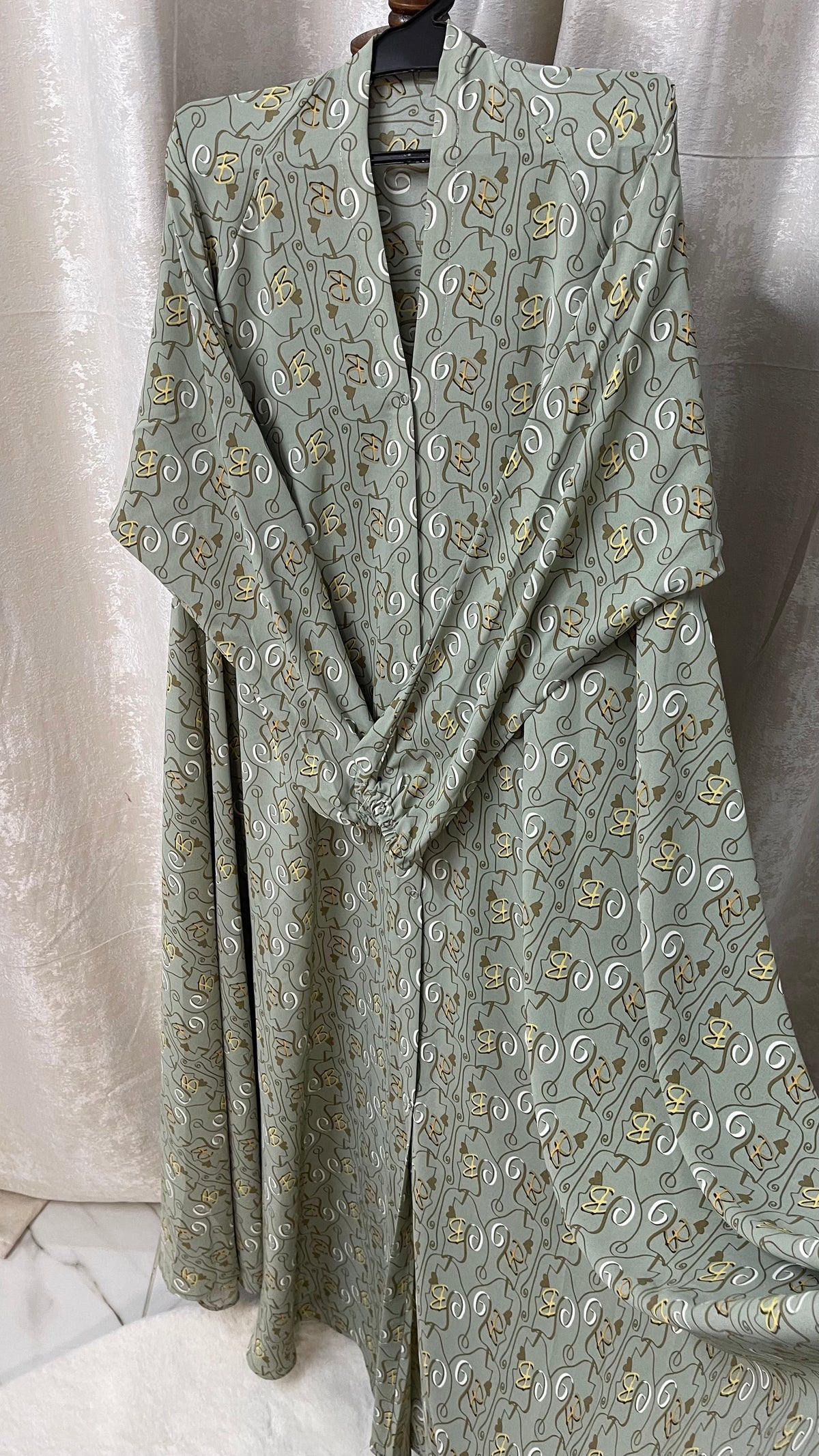 Long Flair Printed - Beige Green