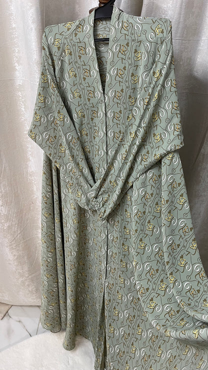 Long Flair Printed - Beige Green