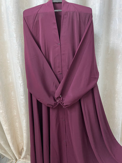 Long Flair Abaya Set - Wine