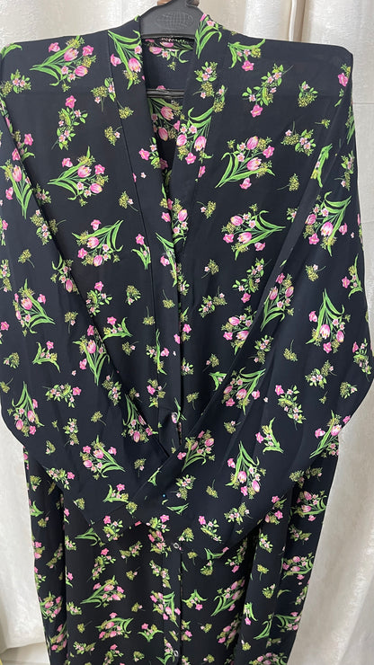 Black with Pink Flowers