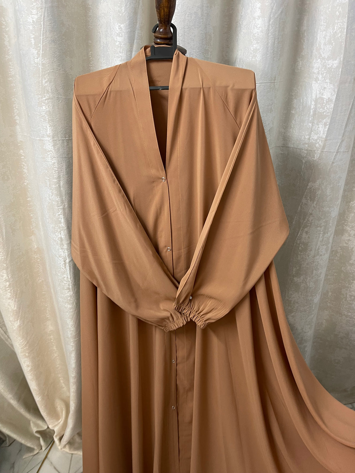 Long Flair Abaya Set - Brown
