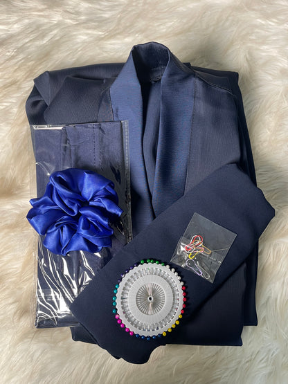 Tiktok Fabric Abaya Set - Navy Blue