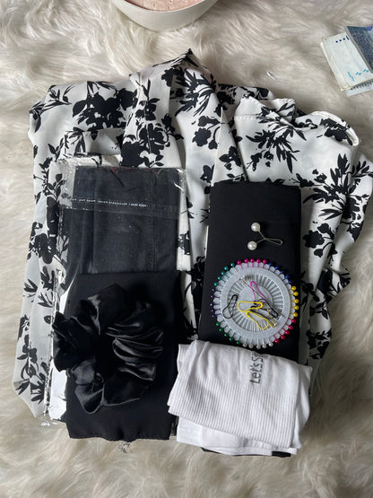 Long Flair Print Abaya Set Deal (Ramadan Special)