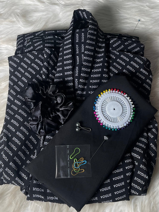 Long Flair Abaya Set -Black with letters