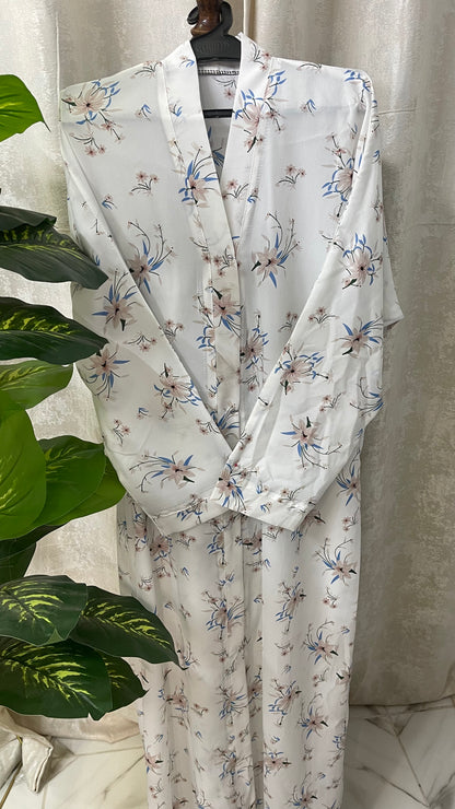White with blue pink flowers