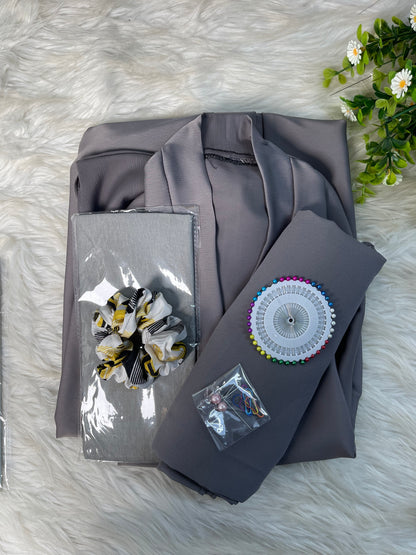 Tiktok Fabric Abaya Set - Matte grey