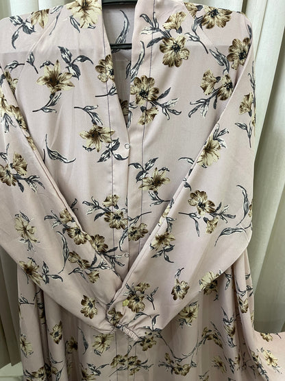 Long Flair Abaya Set - Dustypink