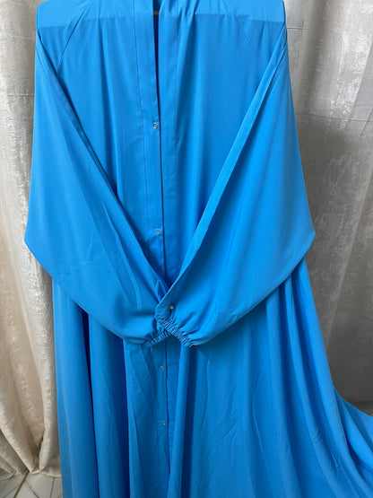 Long Flair Abaya Set - Aqua Blue