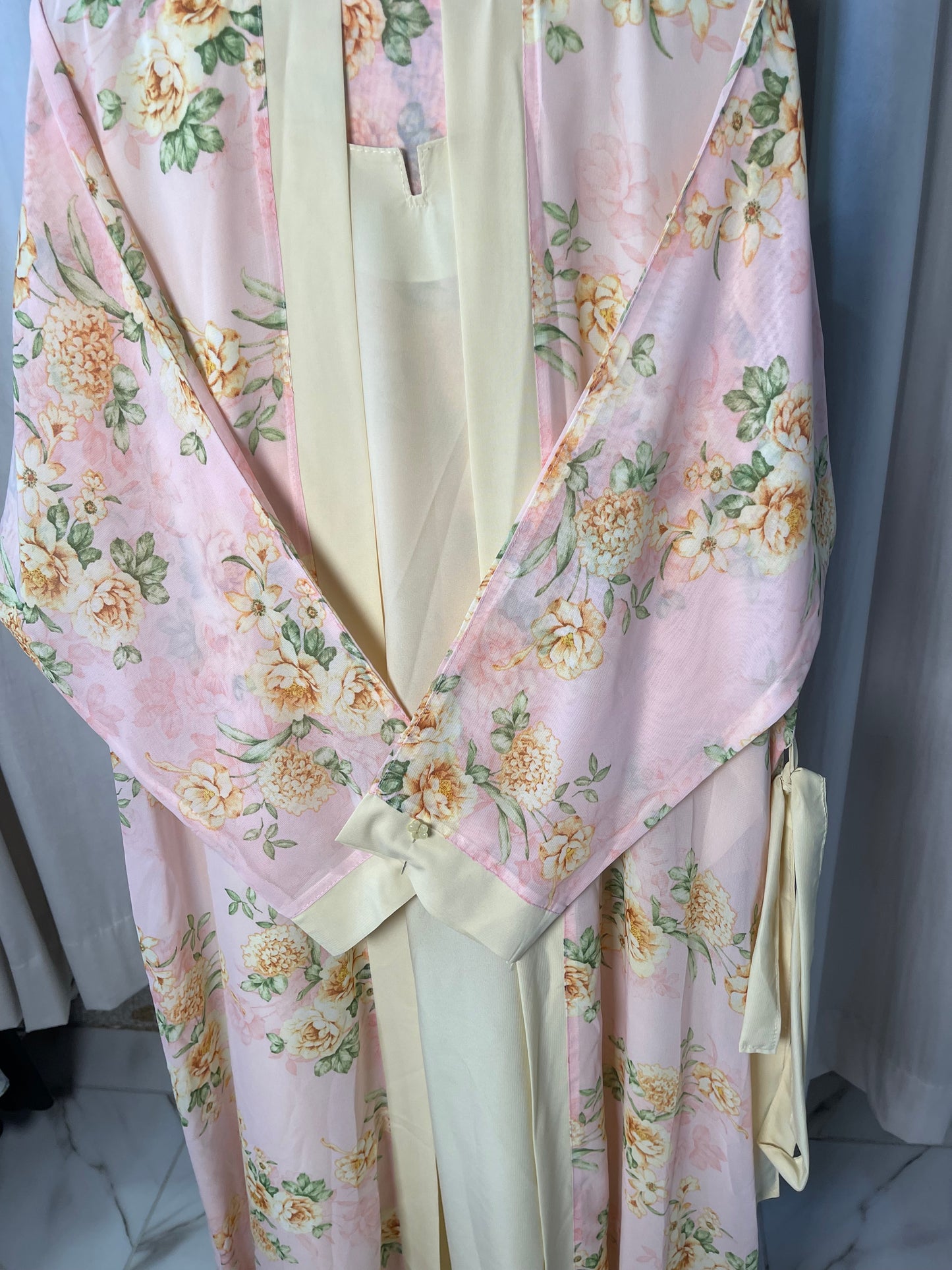 Printed Coat With Plain Inner Abaya With Hijab and Pins