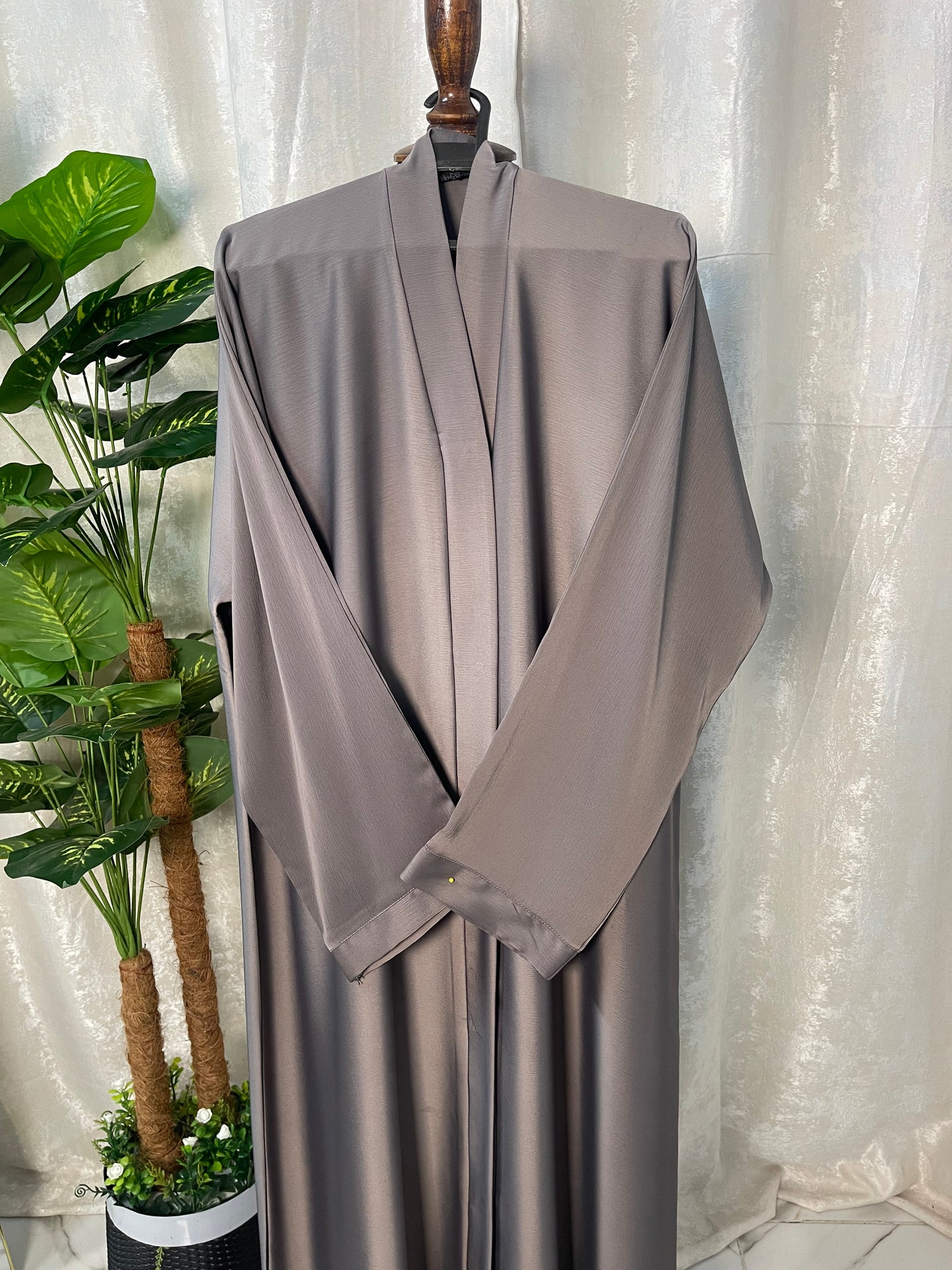 Tiktok Fabric Only Abaya Grey with pocket