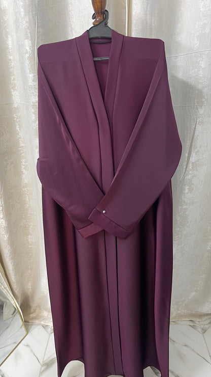 Tiktok Fabric Abaya Set - Wine
