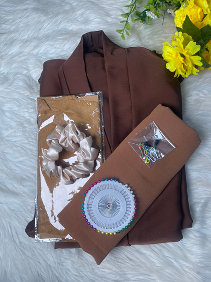 Tiktok Fabric Abaya Set - Chocalate