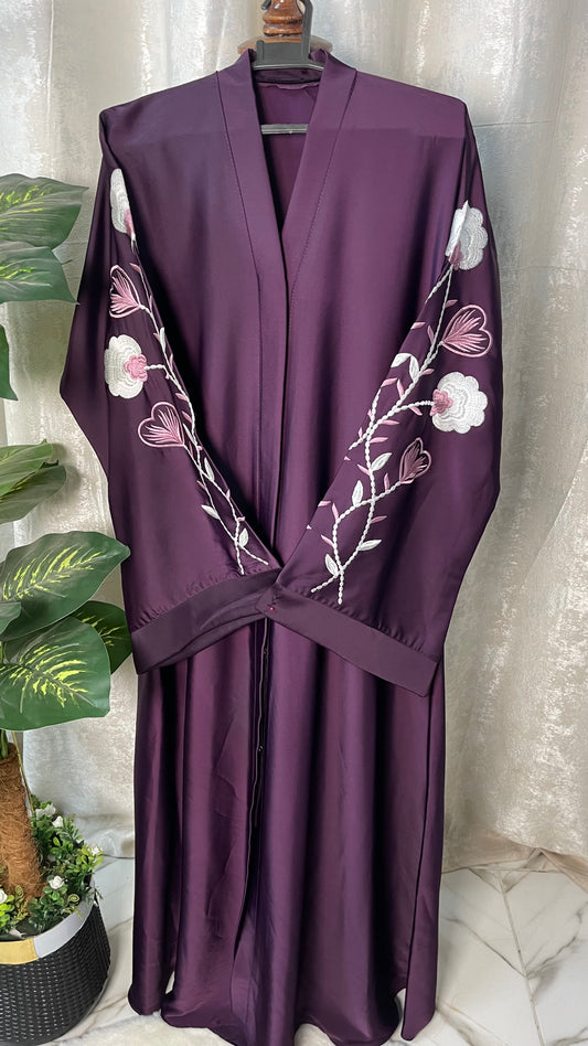 Tiktok Embriodery Abaya Set - Purple