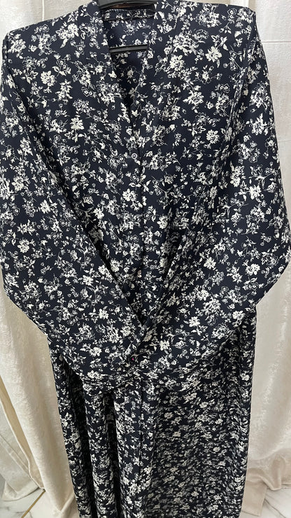 Black With white flowers