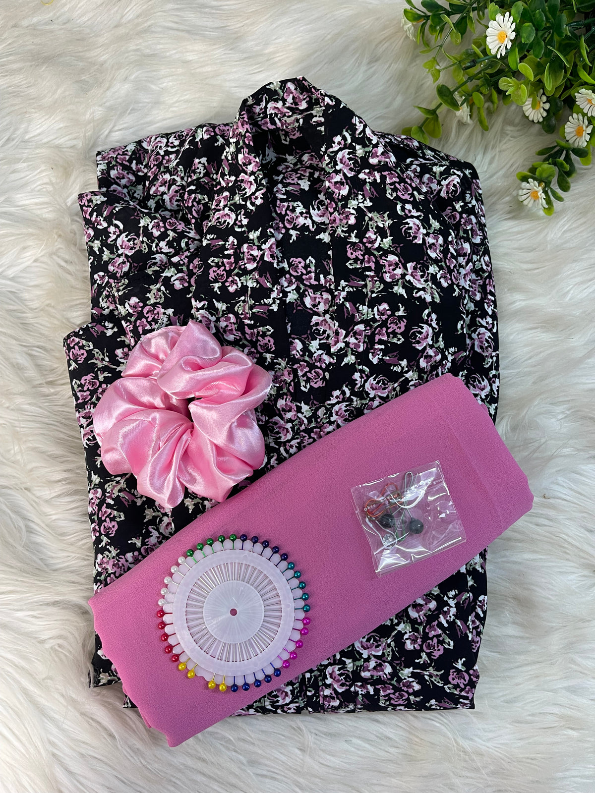 Long Flair Printed - Pink Flowers