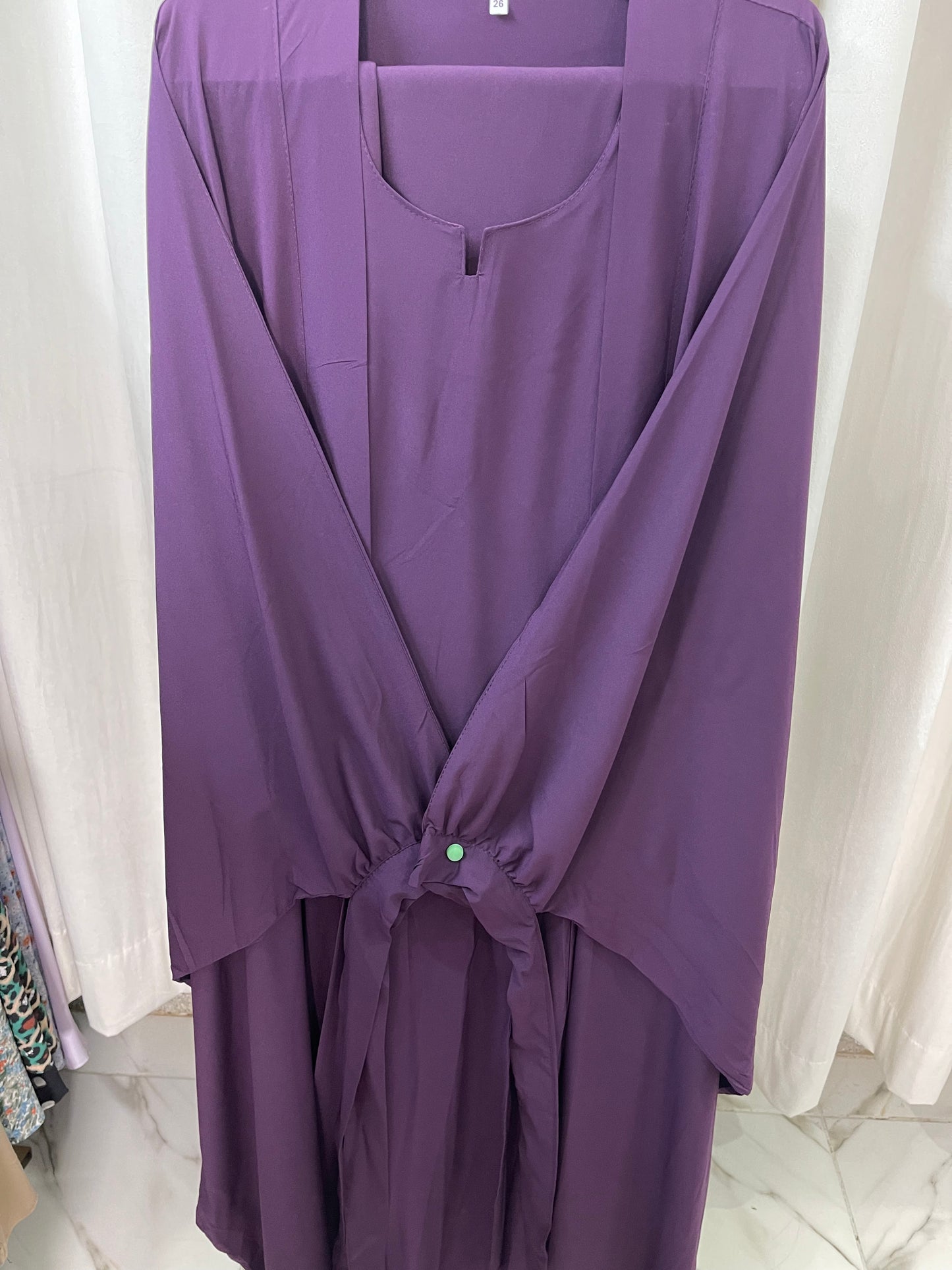 Double Coat Tie Abaya With Dupatta Only