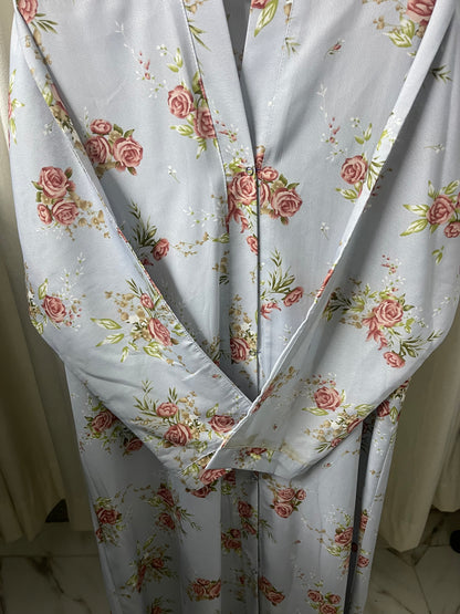 Light Blue with pink flowes